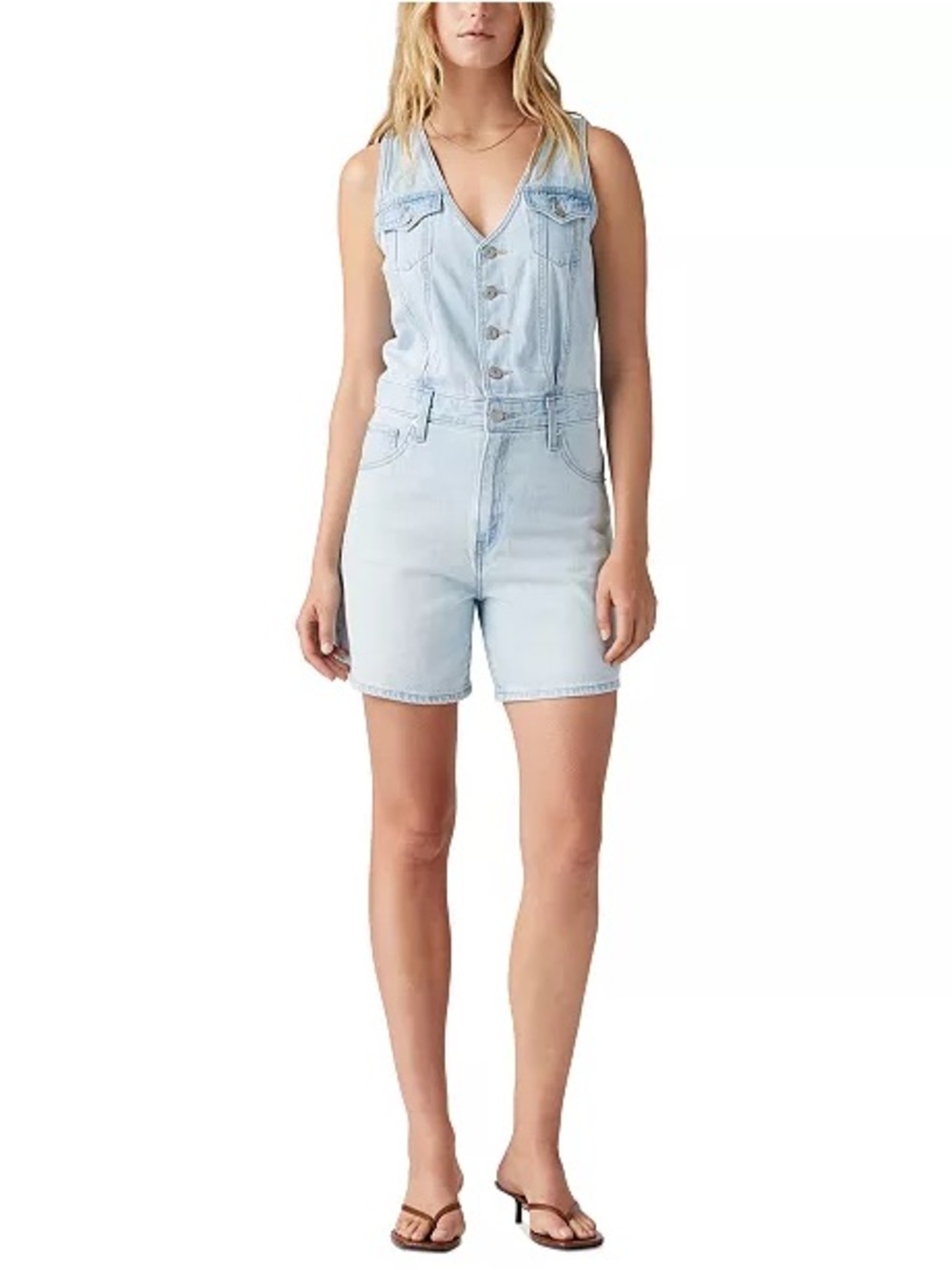 Levi Women’s Light Blue Denim Romper Size XL NWT